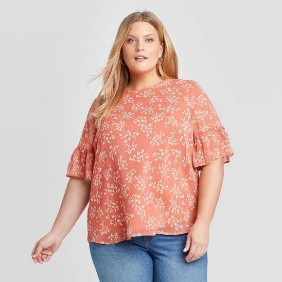 Ava & Viv Tops - Ava & Viv Floral Pattern Chiffon Blouse 3X NWOT